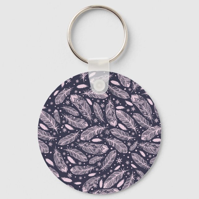 Feathery Fantasy: Romantic Pattern Creation Key Ring (Front)