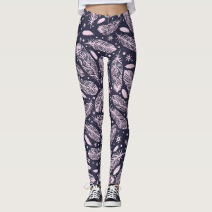 Feathery Fantasy: Romantic Pattern Creation Leggings