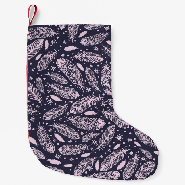 Feathery Fantasy: Romantic Pattern Creation Small Christmas Stocking (Front)