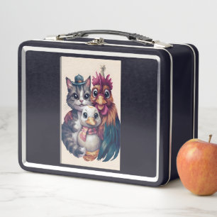 Feathery-Fur Family Holiday Reunion Day Portrait Metal Lunch Box