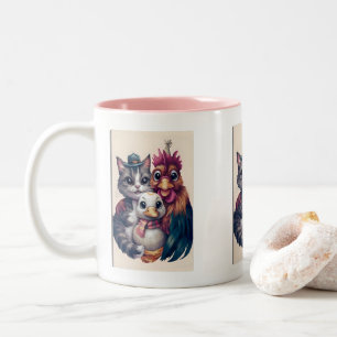 Feathery-Fur Family Holiday Reunion Day Portrait Two-Tone Coffee Mug