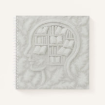 Feathery Head Filled With White Books (Light BG)