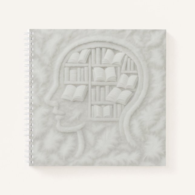 Feathery Head Filled With White Books (Light BG) (Front)