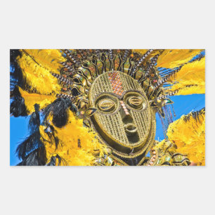 feathery mask rectangular sticker