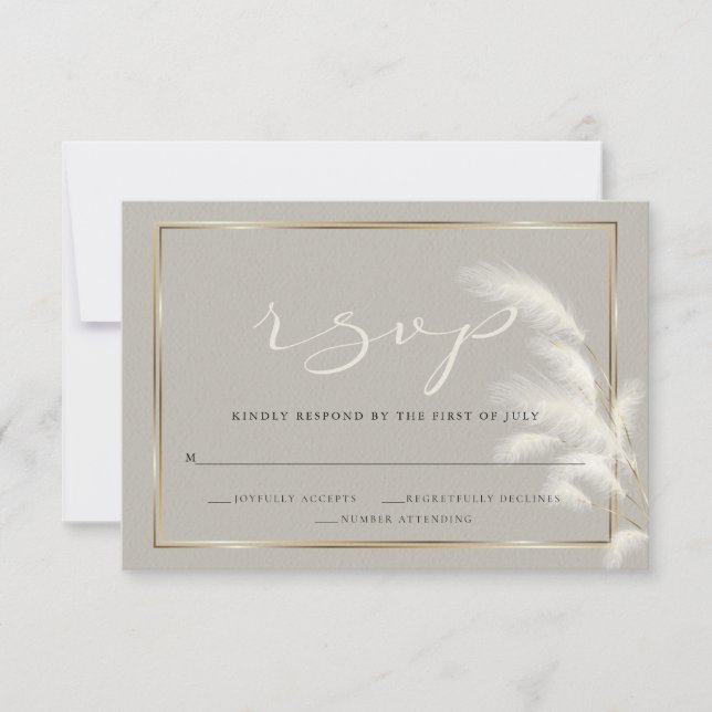 Feathery Pampas Grass RSVP Card (Front)