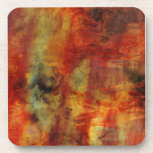 Feathery Reds and Yellows Coaster