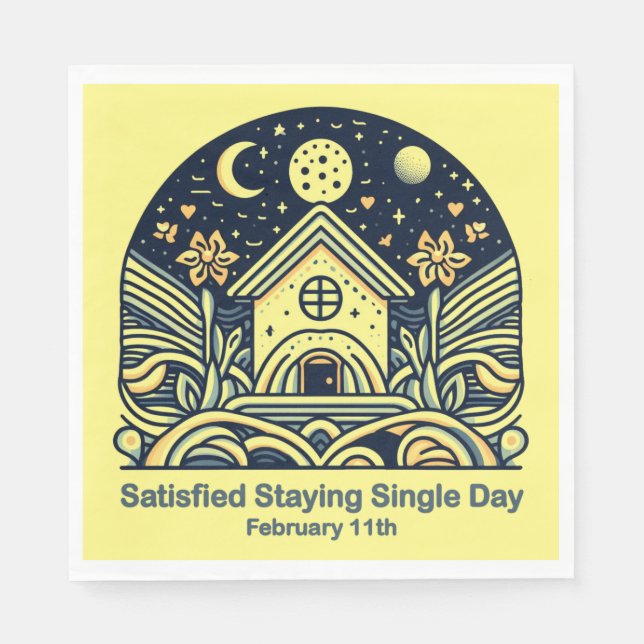 Feb 11th Satisfied Staying Single Day Napkin (Front)