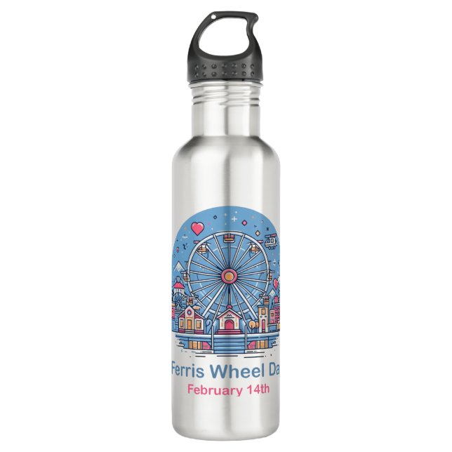 Feb 14th Ferris Wheel Day 710 Ml Water Bottle (Front)