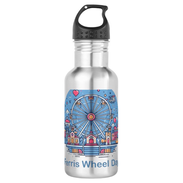 Feb 14th Ferris Wheel Day 710 Ml Water Bottle (Front)