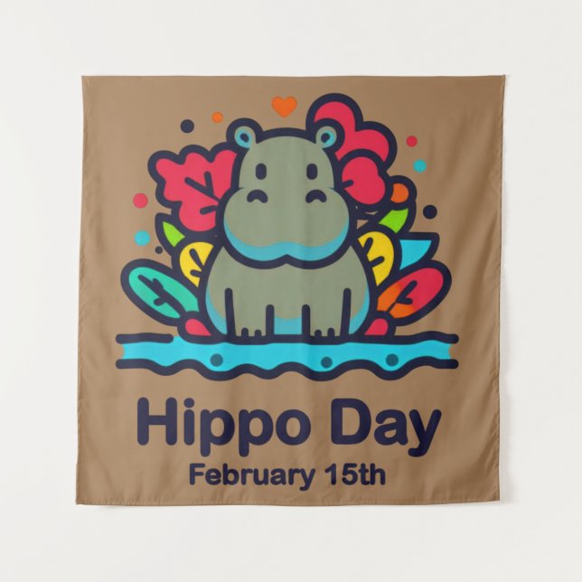 Feb 15th Hippo Day Tapestry (Front)
