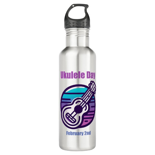 Feb 2nd - Ukulele Day 710 Ml Water Bottle (Front)