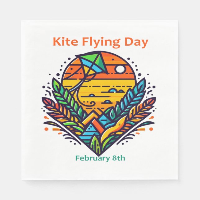 Feb 8th - Kite Flying Day Napkin (Front)