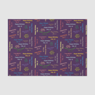 February, 12 Birthday Tissue Paper