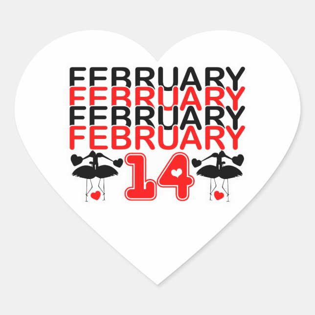 February 14 Valentine’s Day  – Romantic Love Date  Heart Sticker (Front)