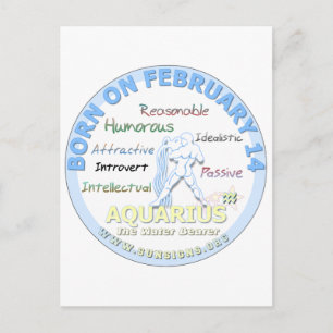 February 14th Birthday - Aquarius Postcard
