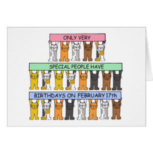 February 17th Birthday Cute Cartoon Cats