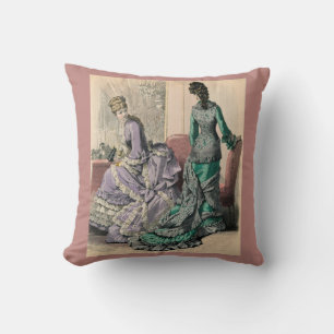 February 1877 Victorian fashions print Cushion