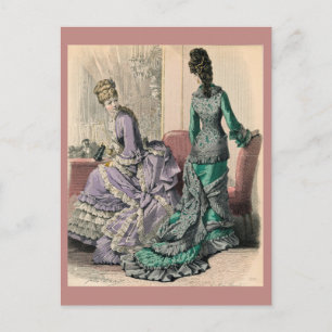 February 1877 Victorian fashions print Postcard