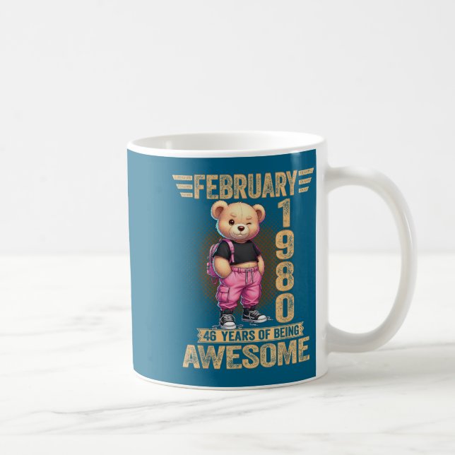 February 1980 46th Birthday 46 Year Teddy Bear Bei Coffee Mug (Right)