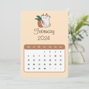 February 2024 Stand Alone Cat And Plant Calendar Menu