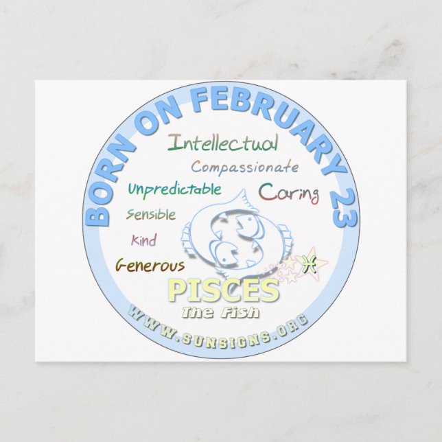 February 23rd Birthday - Pisces Postcard (Front)
