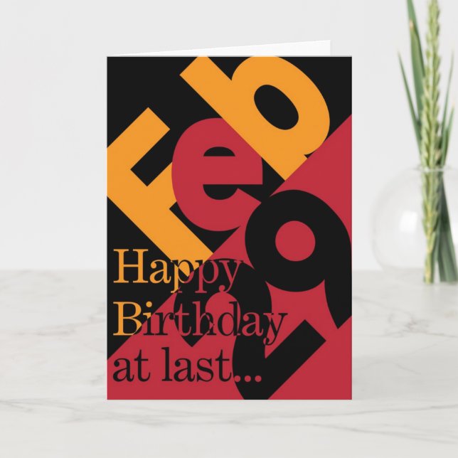 February 29 Happy Birthday Card (Front)