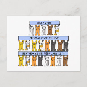 February 29th Birthday Cartoon Cats Postcard