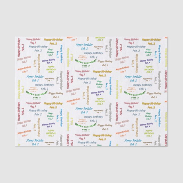 February, 2 Birthday Tissue Paper (Front)