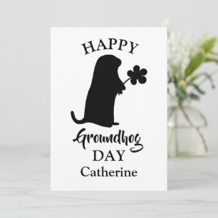 February 2   Happy Groundhog Day Personalised Name Holiday Card