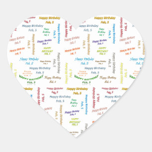 February, 5 Birthday Sticker