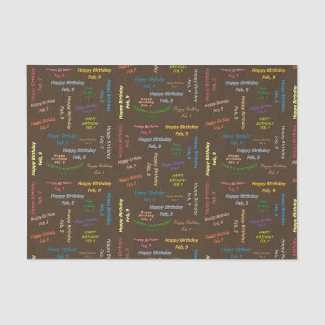 February, 9 Birthday Tissue Paper (Front)