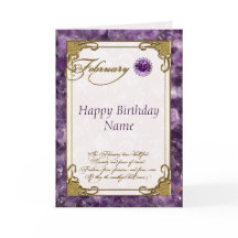 February Amethyst Birthstone Birthday Card