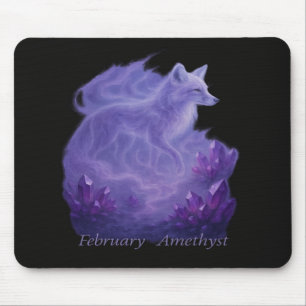 February Amethyst – Mystical Fox & Crystal Mouse Pad