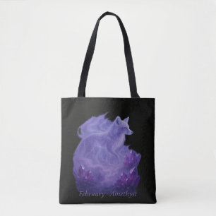 February Amethyst – Mystical Fox & Crystal Tote Bag