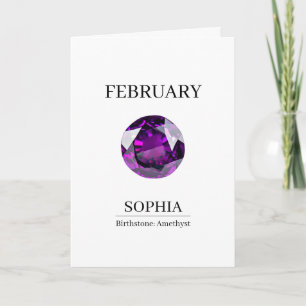 February Amethyst Personalized Birthday Card