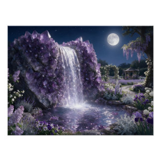 February Amethyst Waterfall Poster