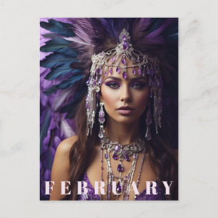 *~* FEBRUARY  AP53 Birthday AMETHYST Boho Postcard
