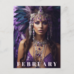 *~* FEBRUARY AP53 Headdress Boho AMETHYST  Postcard