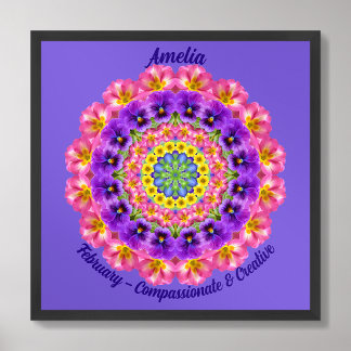 February Birth Flower Quote Kids Nursery Poster