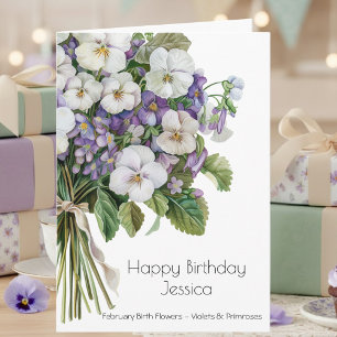 February Birth Flowers February Happy Birthday Card