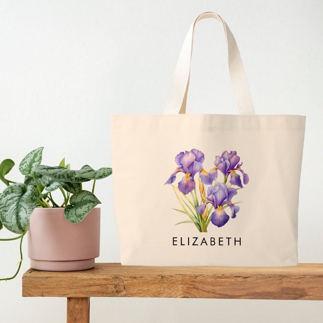 February Birth Month Flower Custom Gift for Her Large Tote Bag (Creator Uploaded)