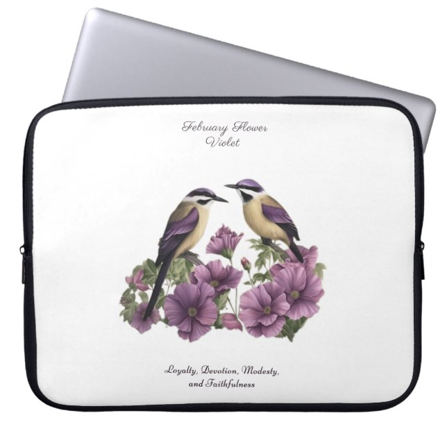 February Birth Month Flower Personalised Birthday Laptop Sleeve (Front)