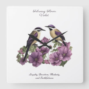 February Birth Month Flower Personalised Birthday Square Wall Clock