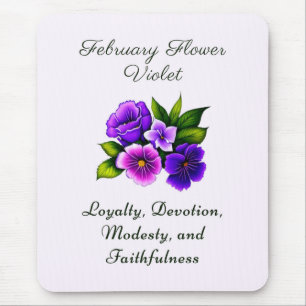 February Birth Month Flower Violet Delicate Floral Mouse Pad