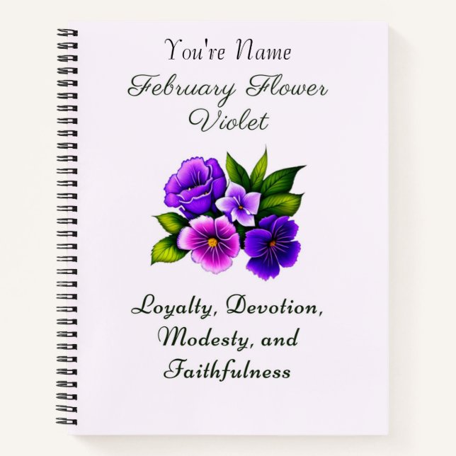 February Birth Month Flower Violet Delicate Floral Notebook (Front)