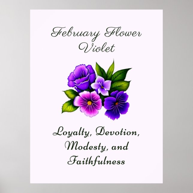 February Birth Month Flower Violet Delicate Floral Poster (Front)