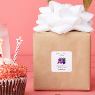 February Birth Month Flower Violet Delicate Floral Square Sticker