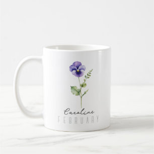 February Birth Month Flower w/Name – Violet Coffee Mug
