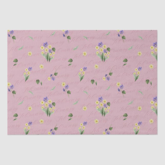 February Birth Month Flowers Primrose Violet Tissue Paper (Front)