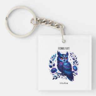 February Birth Month Spirit Animal Owl Key Ring